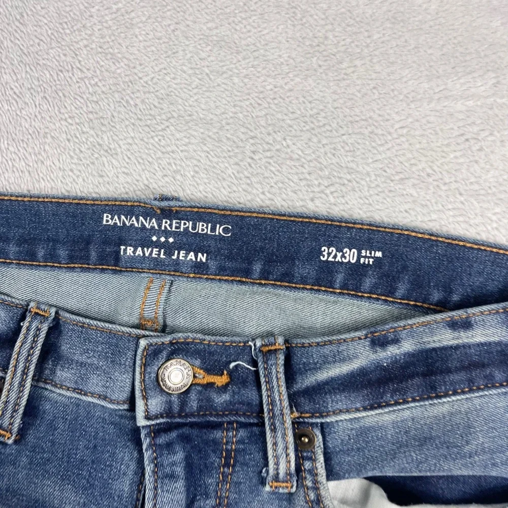 Banana Republic Travel Jean Mens 32x30 Slim Fit Medium Wash Blue Denim Pants